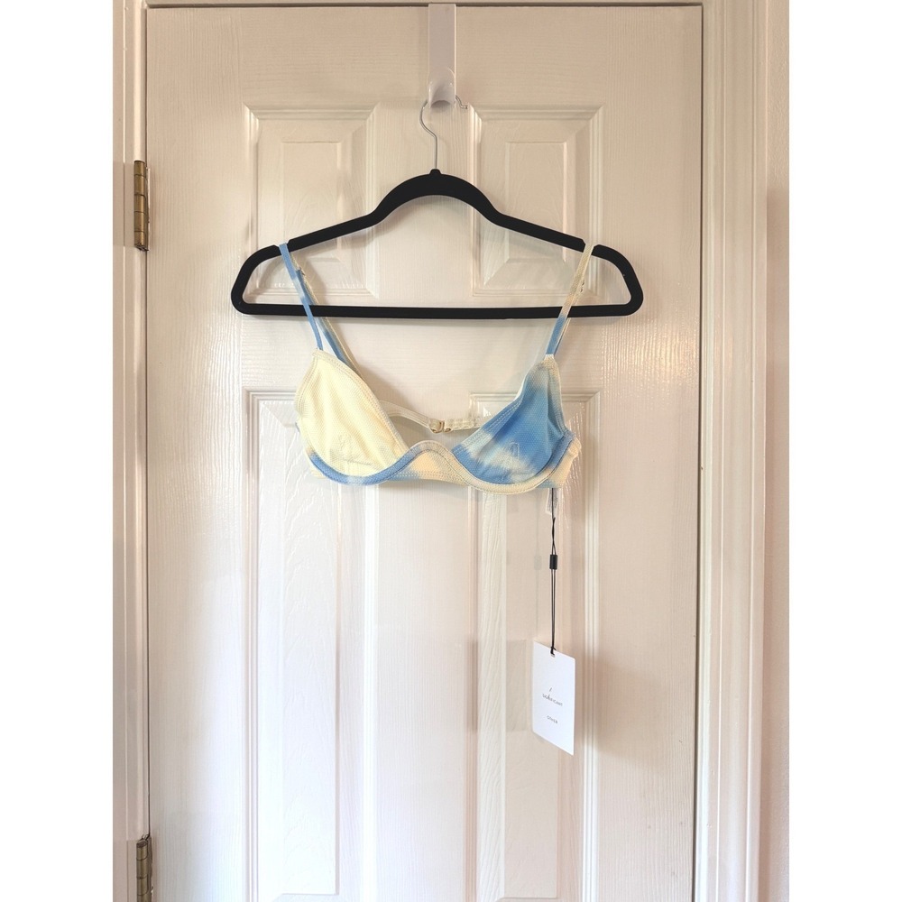 Significant Other Corinne Balconette Bikini Top Vista Stripe Blue Cream NWT 12 - Picture 3 of 5
